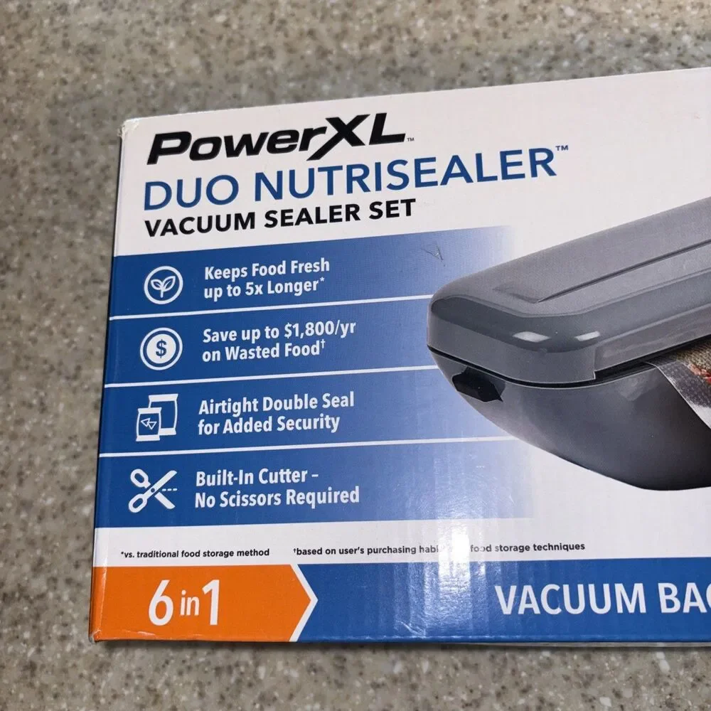 PowerXL Vacuum Sealer 6-in-1 Double Airtight Seal Gray Duo Food Machine